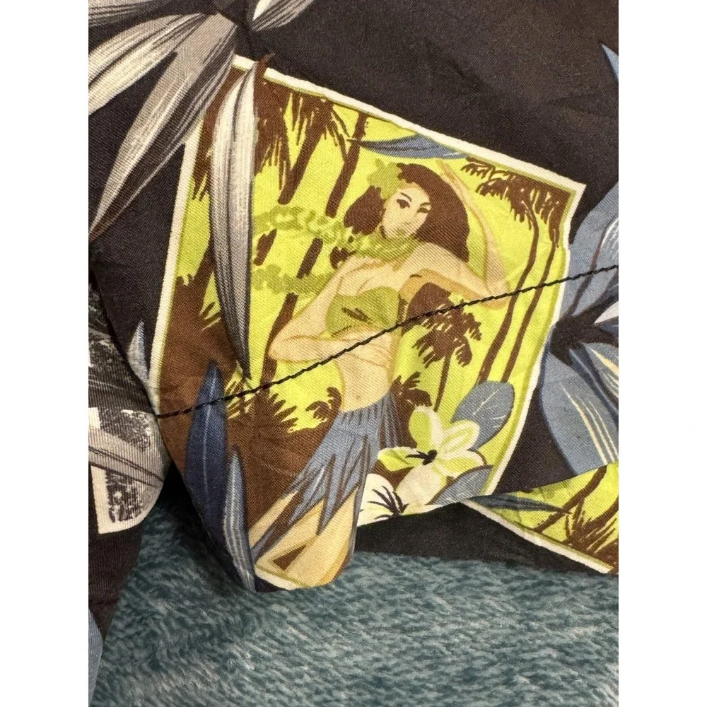 Tommy Bahama Tropical Hawaiian Print Swim Trunks Large Men Black Hula Marlin